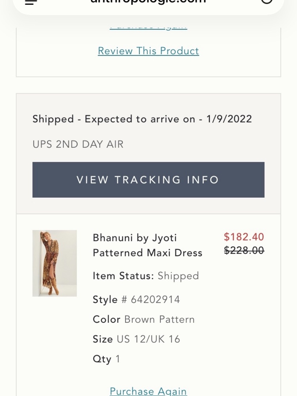 Anthropologie Paisley V-Neck Maxi Dress in Brown and Cream - Picture 5 of 6